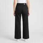 Women's Black Wide Leg Seam Detail Jeans, Black, small