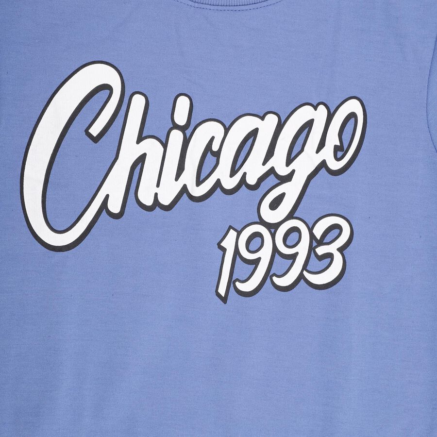 Boys Muted Steel Blue Crew Neck Graphic Sweatshirt, मध्यम नीला, large image number null