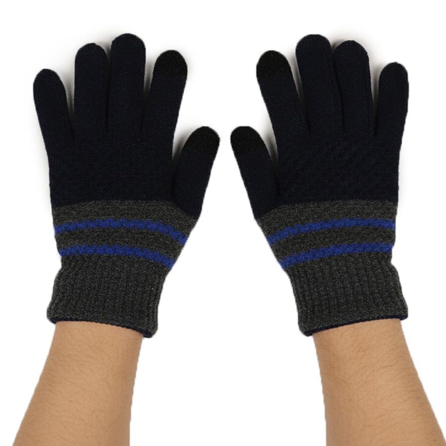 Men's Gloves, गहरा नीला, large
