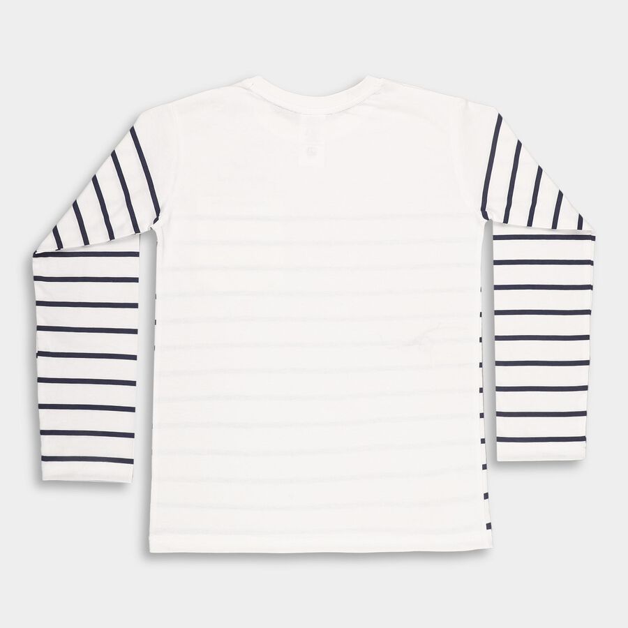 Boys Rich Eggshell White Crew Neck Casual T-Shirt, Off White, large image number null