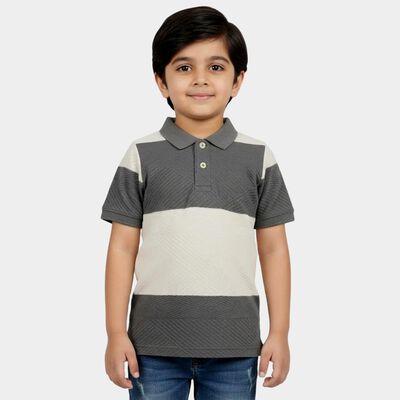 Boys Mid Blue Polo Neck Casual T-Shirt