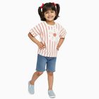 Girls Light Pink and White Crew Neck Casual T-Shirt, Light Pink, small image number null