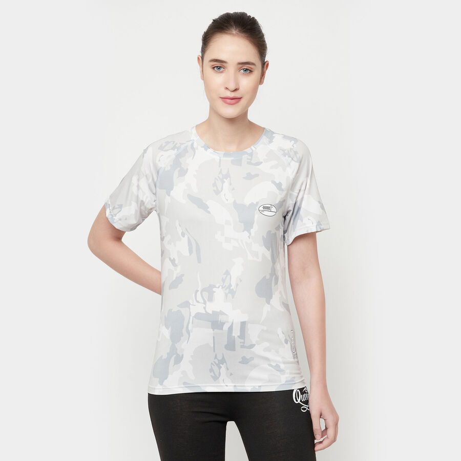 Printed Round Neck T-Shirt, Light Grey, large image number null