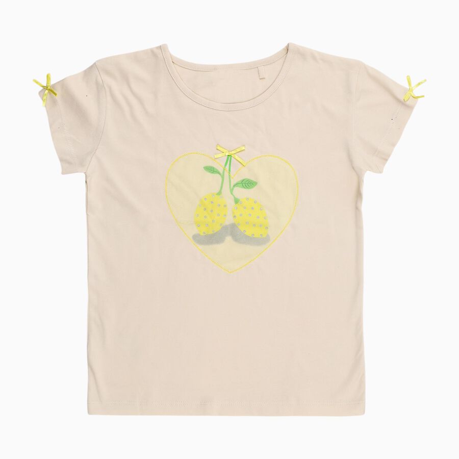 Girls' T-Shirt, Beige, large image number null