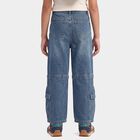 Girls Blue Cargo Fit Utility Pocket Jeans, Mid Blue, small