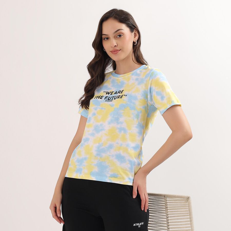 Ladies' 100% Cotton Round Neck T-Shirt, Off White, large image number null