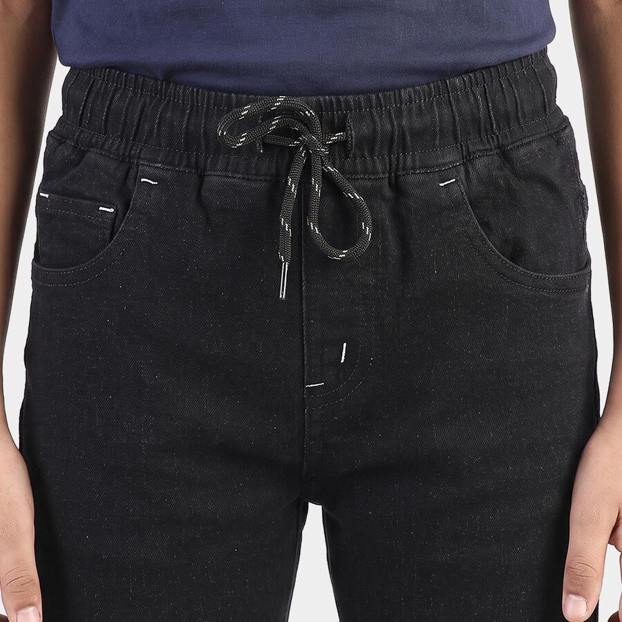 Boys' Dark Blue Drawstring Jeans, गहरा नीला, large
