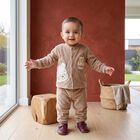 Infants' Beige Round Neck Appliqu&eacute; Baba Suit, Beige, small
