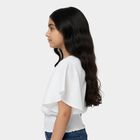 Girls' White Round Neck Streetwear T-Shirt, White, small