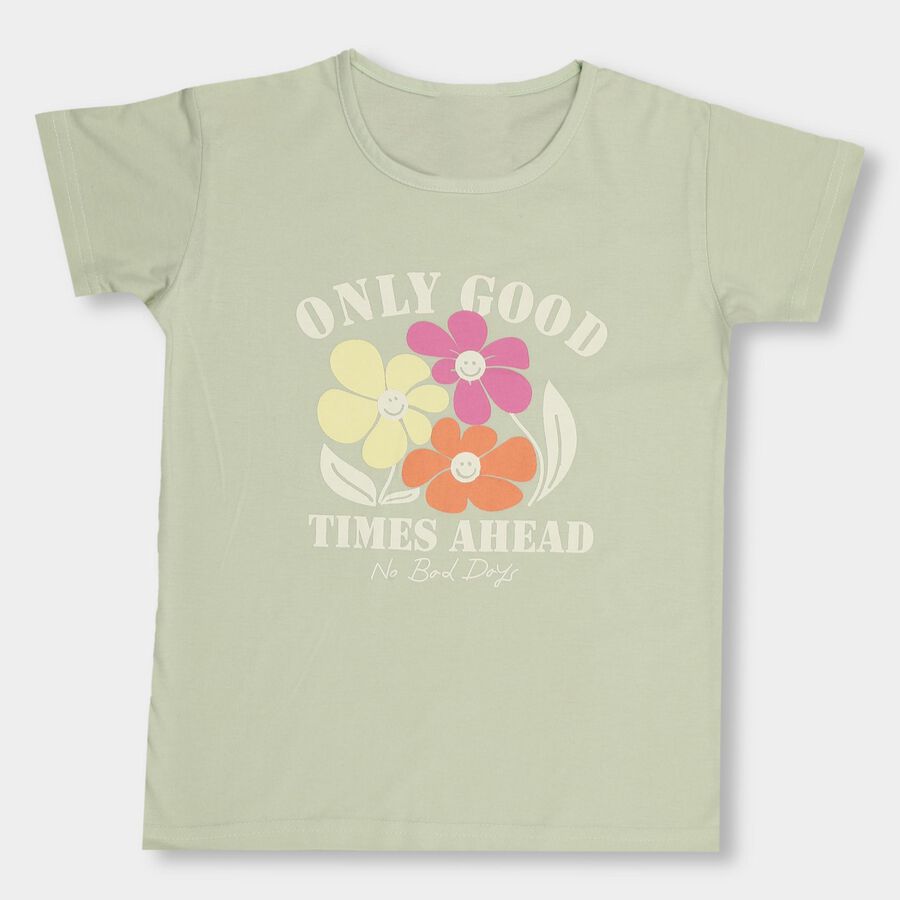 Girls' T-Shirt, हल्का हरा, large image number null