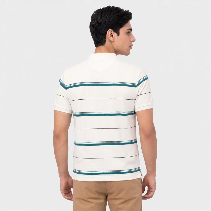 Men White Polo Neck Polo Collared Half Sleeves T-Shirt, ऑफ व्हाइट, large