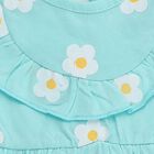 Infants' Aqua Blue Floral Print Ruffled Frock, Aqua, small image number null