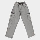 Boys' Faded Grey Relaxed Fit Cargo Jeans, Light Blue, small image number null