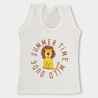 Baby's Soft White Cotton Round Neck Casual Vest, Off White, small image number null