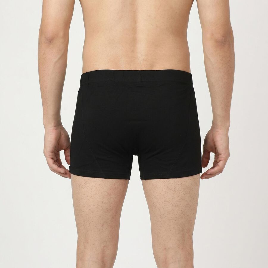 Men's Black Regular Fit Solid Trunks, काला, large