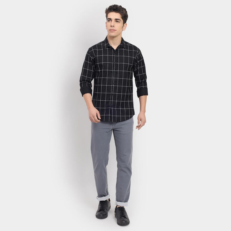 Men's 100% Cotton Casual Shirt , Black, large