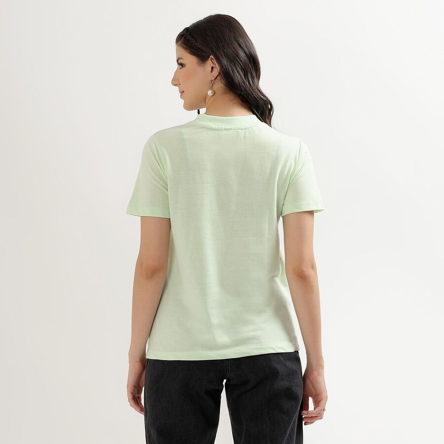 Women's Light Green Round Neck Graphic Print T-Shirt, Neon Green, large image number null