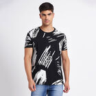 All Over Print Round Neck T-Shirt, Black, small image number null