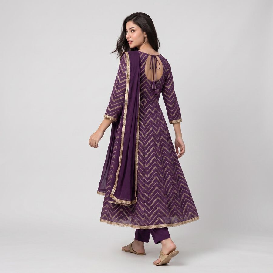 Women's Purple Embroidered Ethnic Set, Purple, large