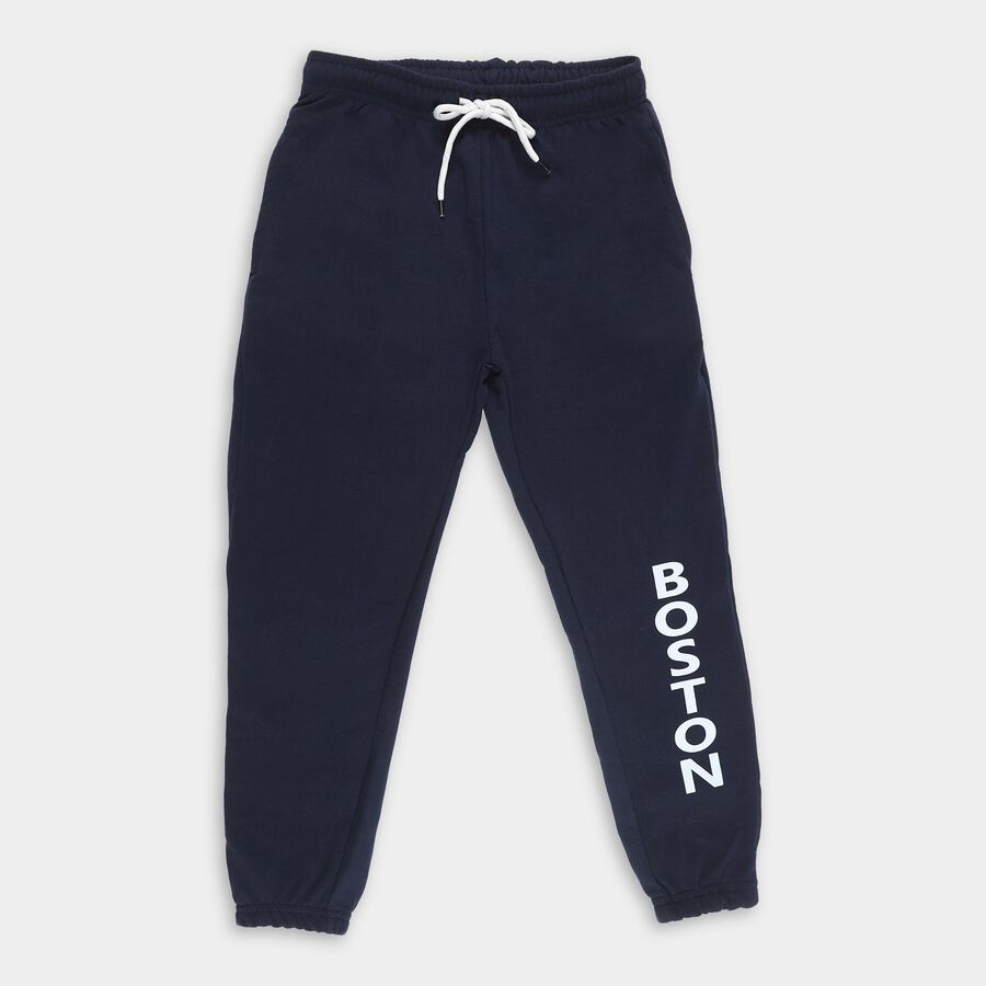 Boys' Deep Navy Blue Elastic Waist Winter Pyjama, नेवी ब्लू, large image number null