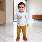 Infants Light Blue Cotton Round Neck Regular T-Shirt, हल्का नीला, small