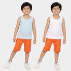 Boys Light Blue Cotton Round Neck Sleeveless Vest, हल्का नीला, small
