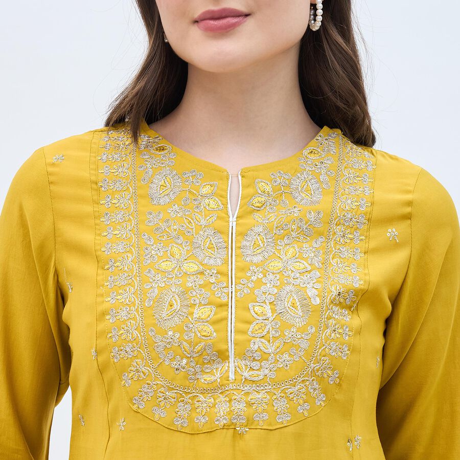 Women's Mustard Embroidered Ethnic Set, Mustard, large