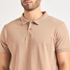 Men's Collared Half Sleeves T-Shirt , Beige, small image number null