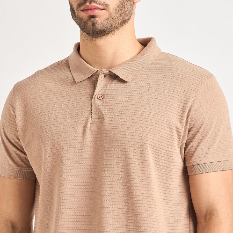 Men's Collared Half Sleeves T-Shirt , Beige, large image number null