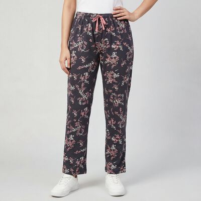 Women's Grey Regular Fit Heart Printed Pyjama