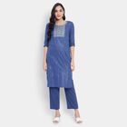 Embroidered Kurta, Navy Blue, small image number null