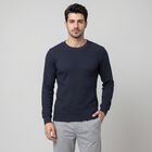 Men's Navy Blue Long Sleeve Thermal, मध्यम नीला, small