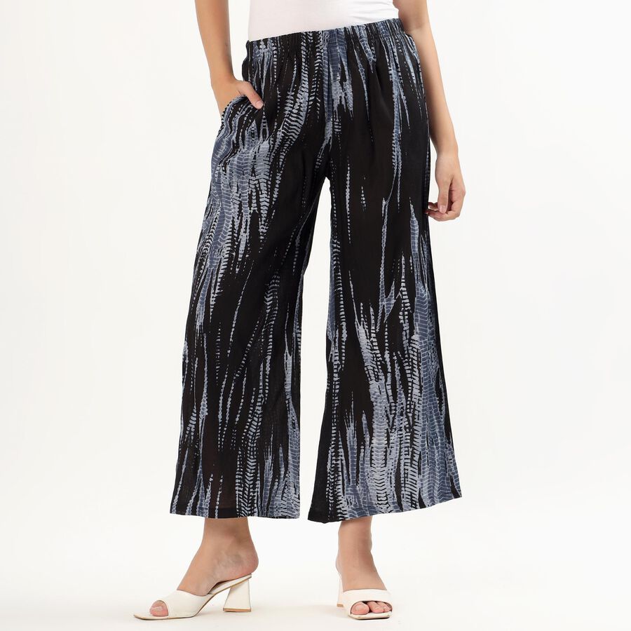 Women's Black Printed Wide-Leg Palazzos, काला, large image number null