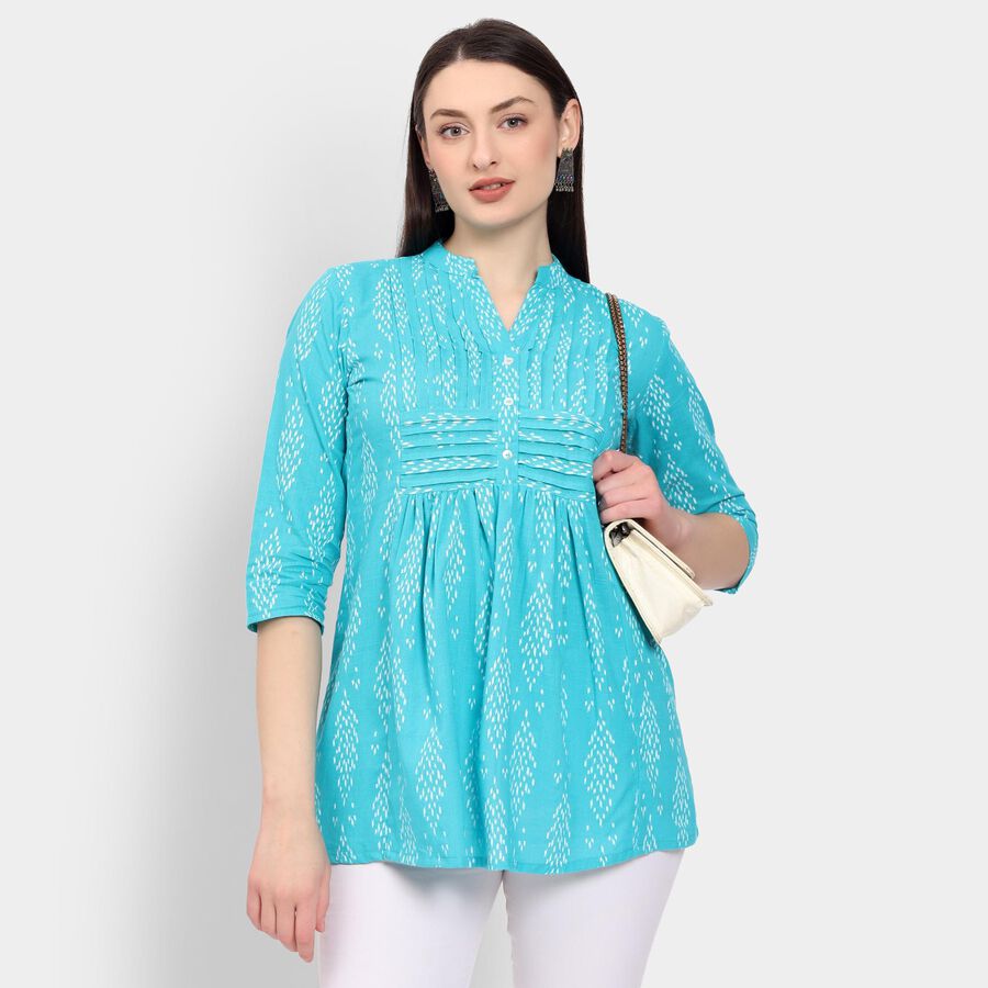 Ladies' 100% Cotton Kurta, टील ब्लू, large image number null