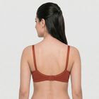 Women's Brown Cotton Blend V Neck Bralette Bra, Brown, small
