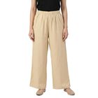Women's Beige Regular Fit Solid Palazzos, Beige, small