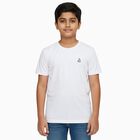 Boys Bright Snow White Crew Neck Casual T-Shirt, White, small