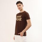 Men's Brown Round Neck Graphic Printed T-Shirt, Brown, small