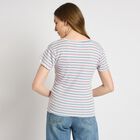 Ladies'  Stripes Round Neck T-Shirt, Light Pink, small