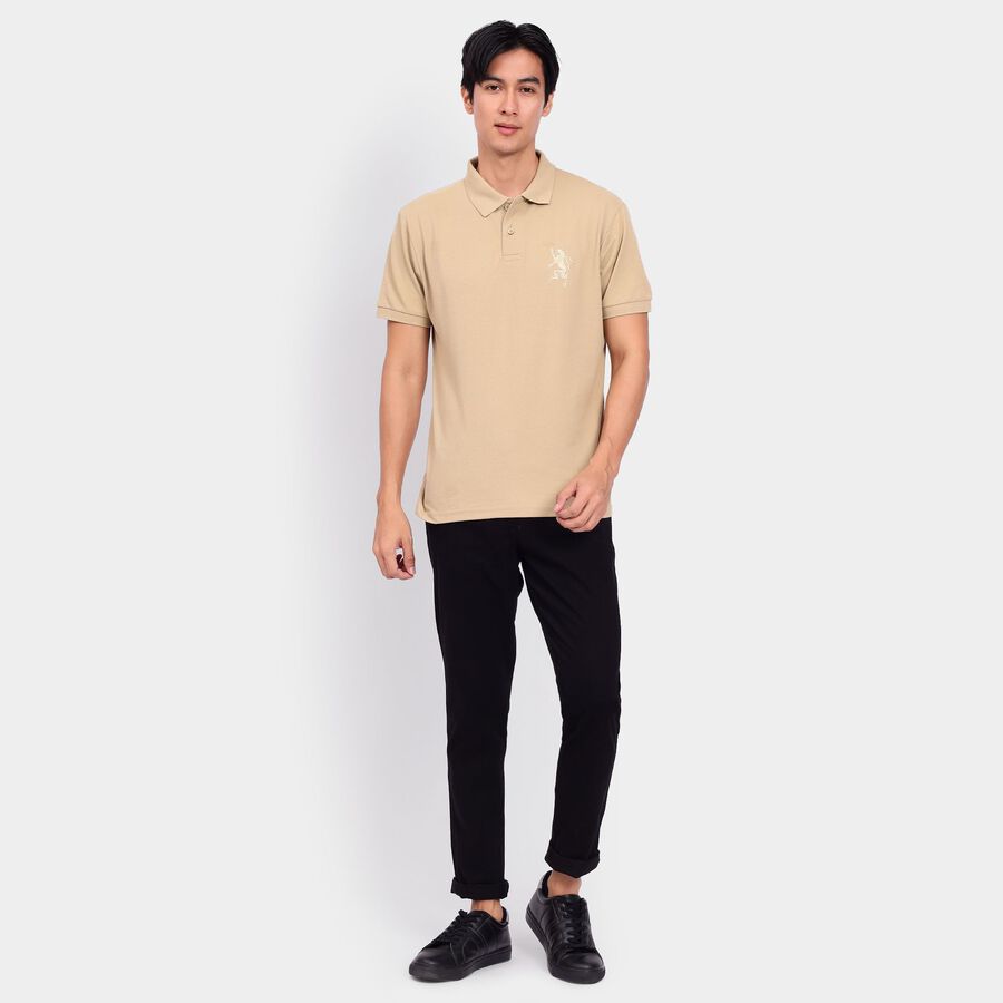 Men's Collared Half Sleeves T-Shirt, Ecru Melange, large image number null