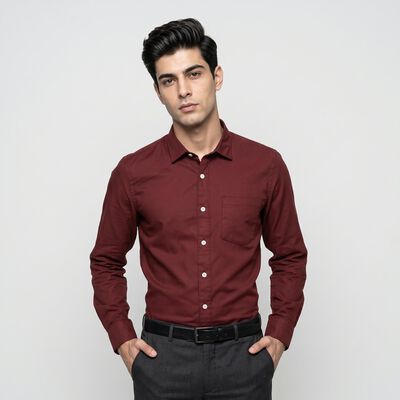 Men's Maroon Slim Fit Formal Shirt