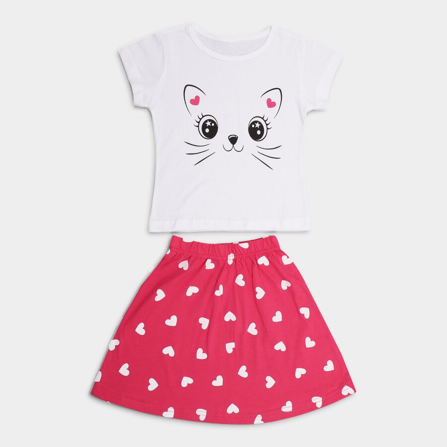Girls' Top Skirt , गुलाबी, large image number null