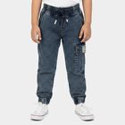 Boys Blue Cargo Jogger Fit Jeans, गहरा नीला, small