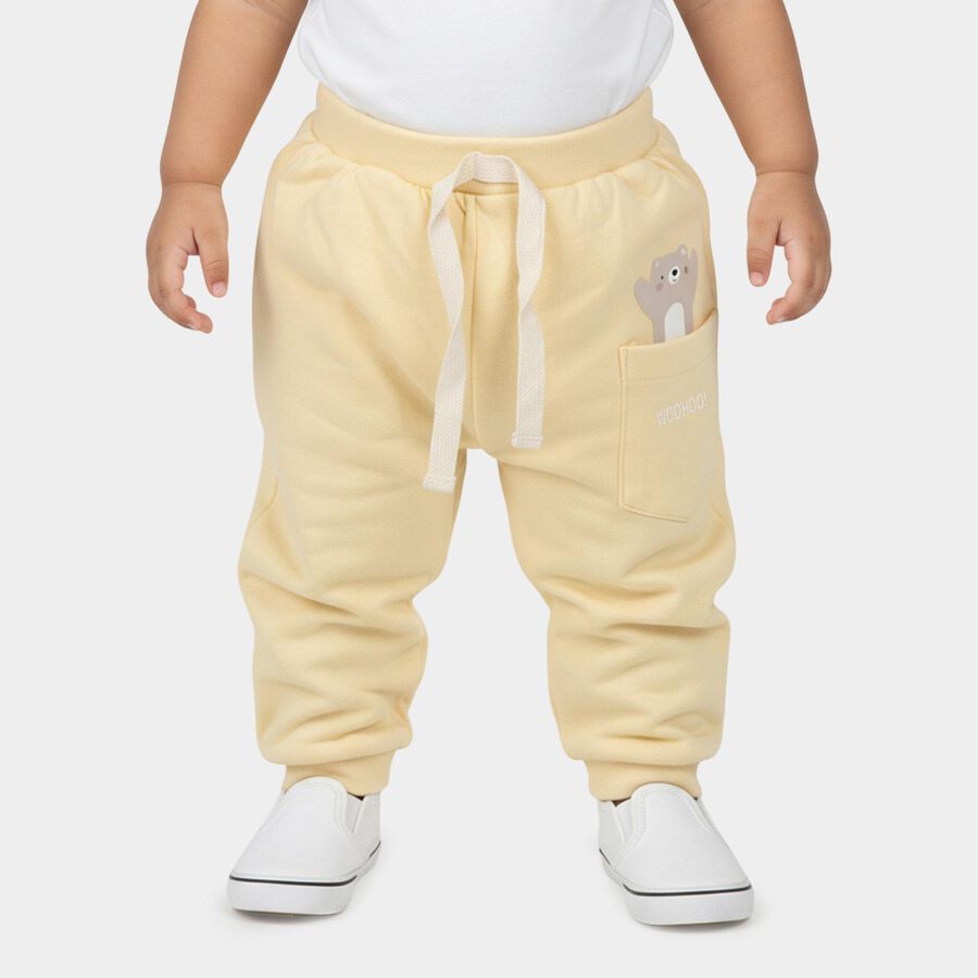 Infants Yellow Cotton Bear Print Pyjama, Yellow, large