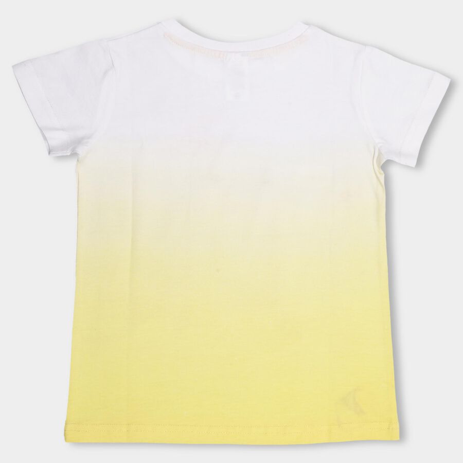 Boys' Bright Yellow Cotton Round Neck Graphic Printed T-Shirt, पीला, large image number null
