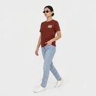 Women Rust Round Neck Regular T-Shirt, Rust, small
