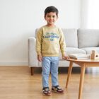 Boys Beige Round Neck Graphic Print Sweatshirt, Khaki, small