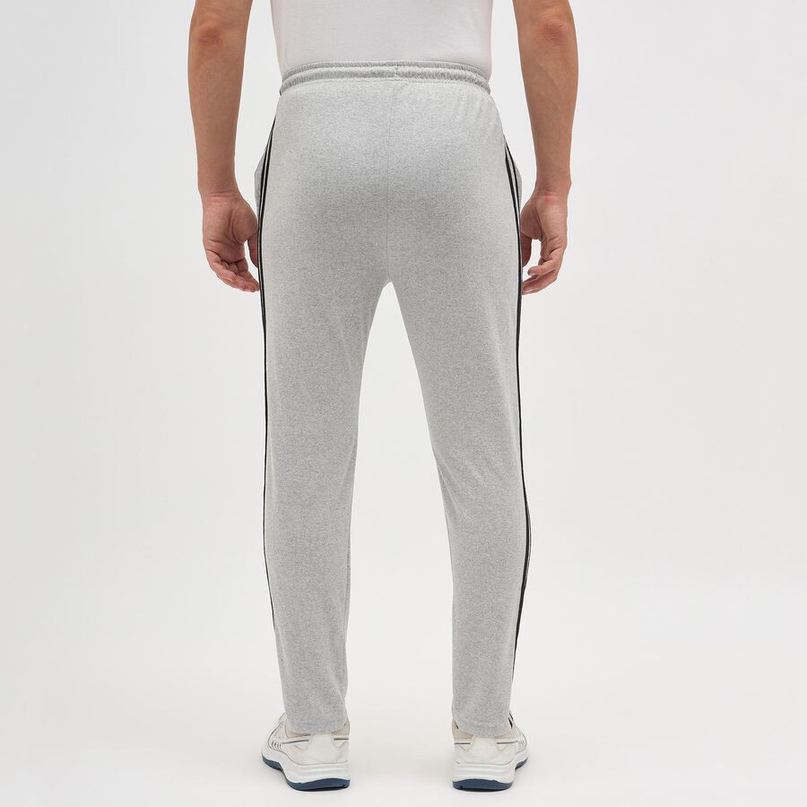 Men's Light Grey Regular Fit Side-Striped Track Pants, Melange Light Grey, large image number null