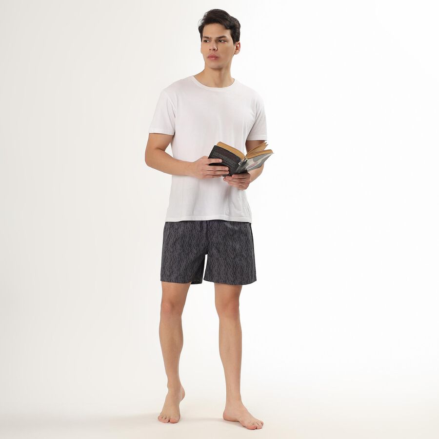 Men's Charcoal Black Inner Elastic Cotton Boxer, Dark Grey, large image number null