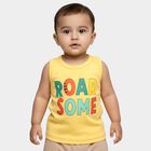 Infants Bright Yellow Cotton Round Neck Casual Vest, पीला, small image number null